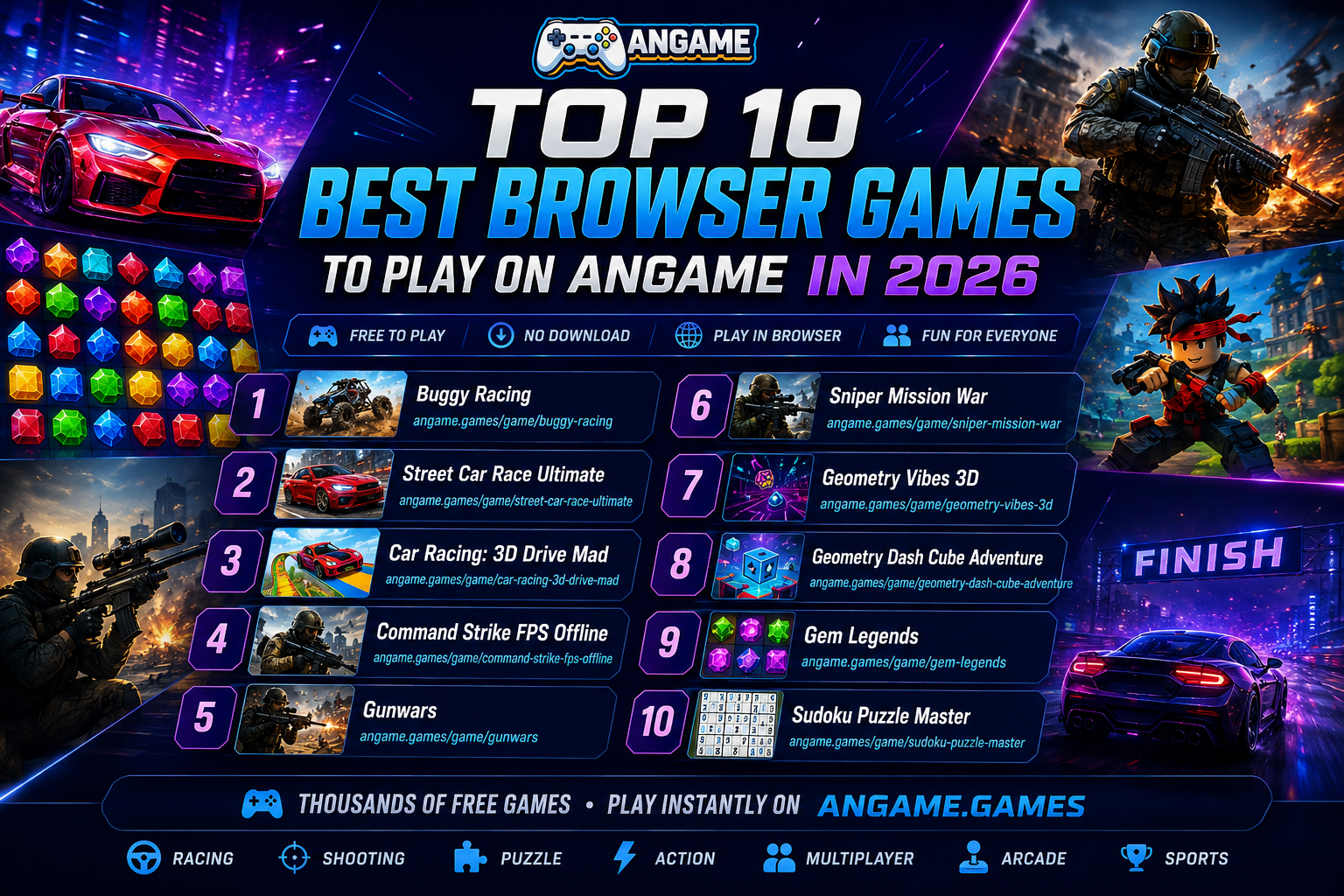 Top 10 Best Browser Games to Play on ANGAME in 2026